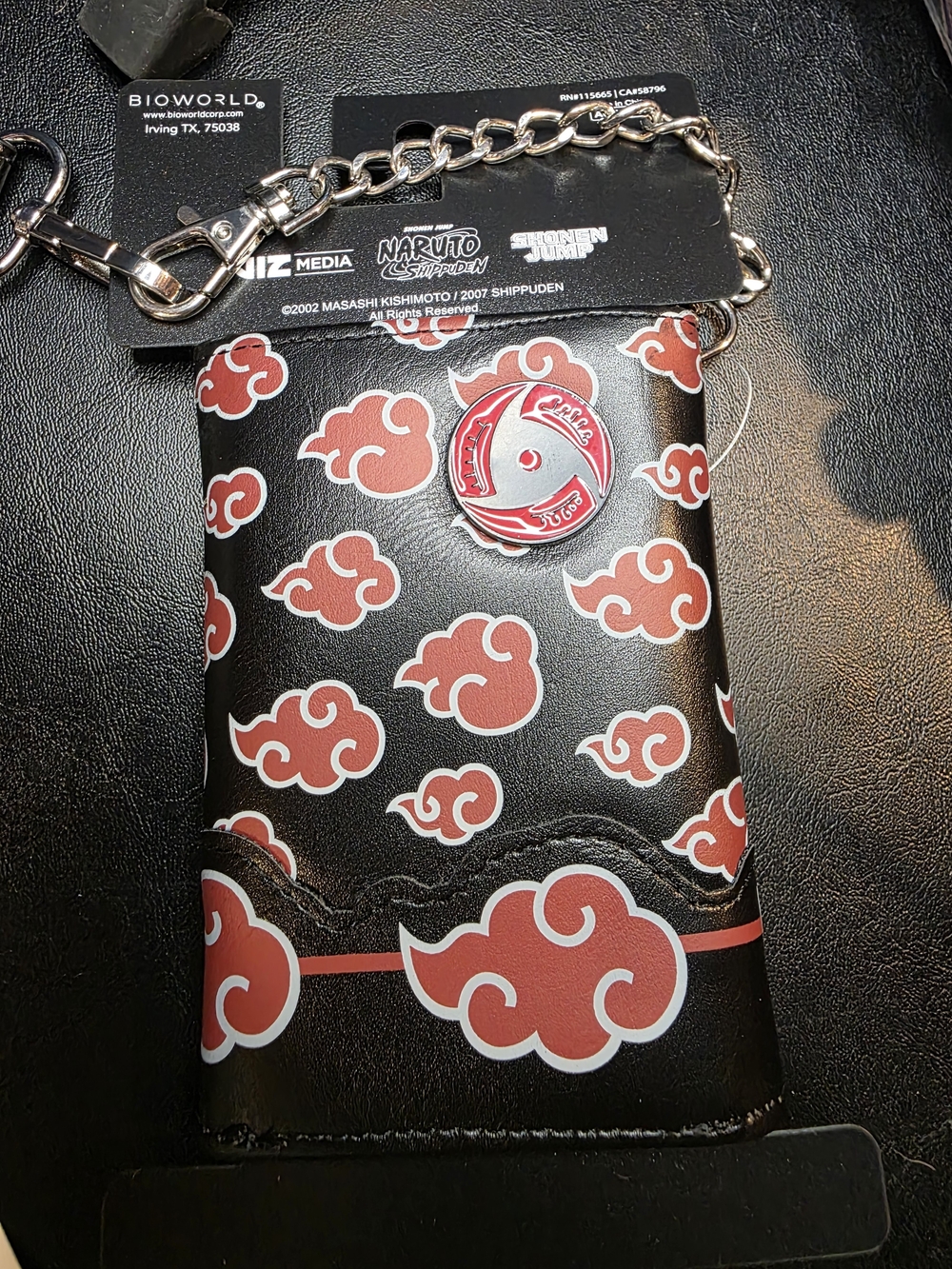 Bioworld Naruto Akatsuki Black and Red Wallet with Chain